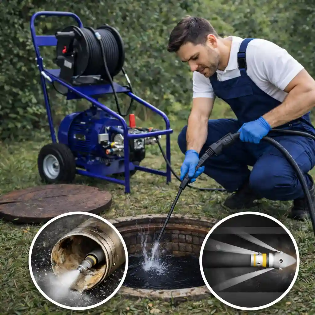 Услуги гидродинамической прочистке канализации в Калуге — промывка труб под высоким давлением