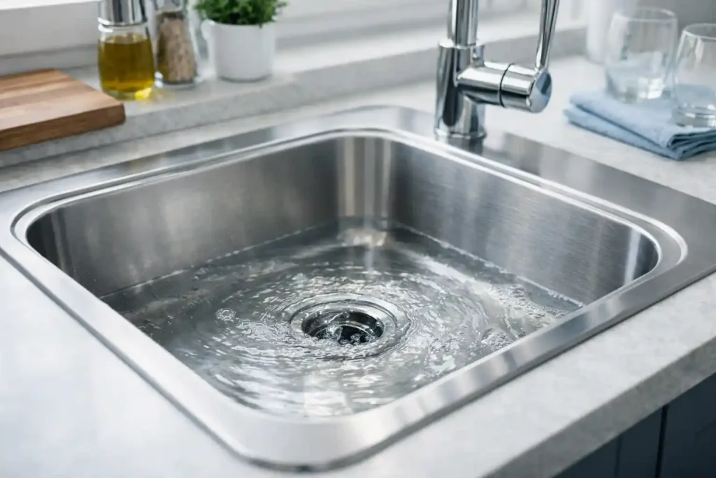 Кухонная канализация: медленный слив в мойке, причина — жировой налёт в трубе