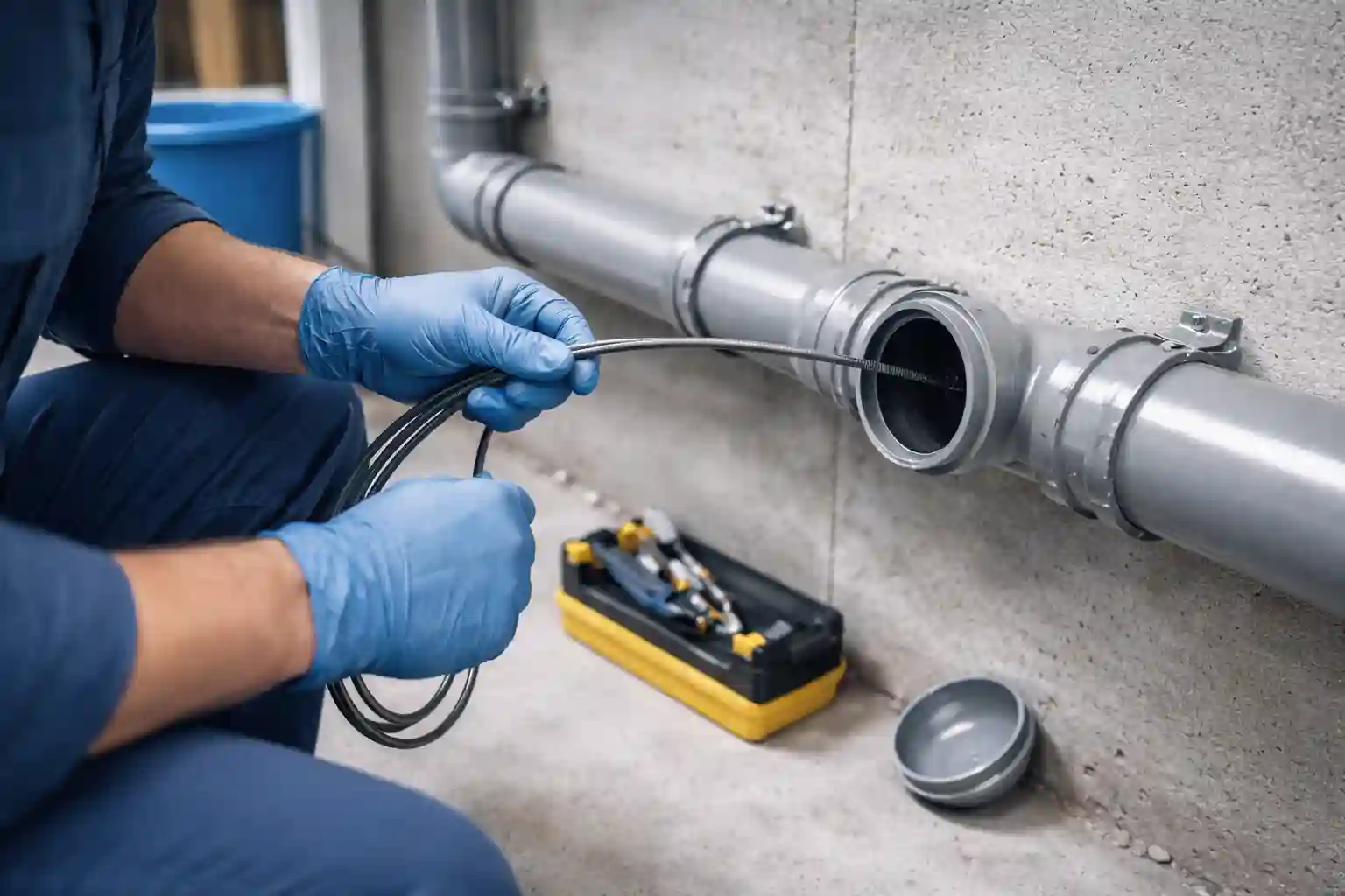 Лежак канализации: прочистка горизонтального участка трубы через доступ