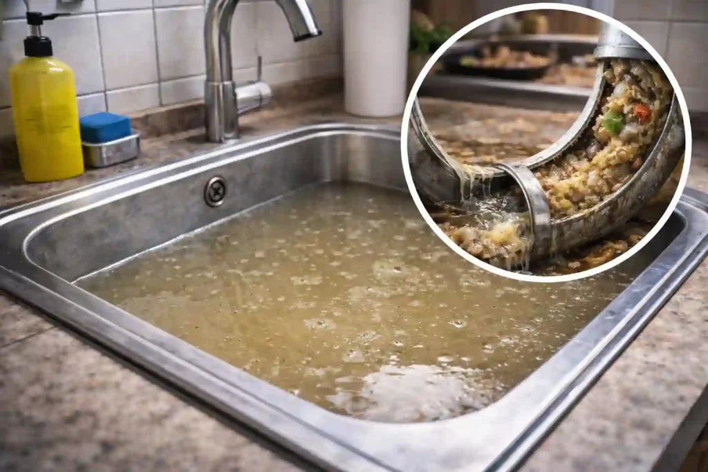 Засор в раковине на кухне: жировые отложения и налёт в трубе
