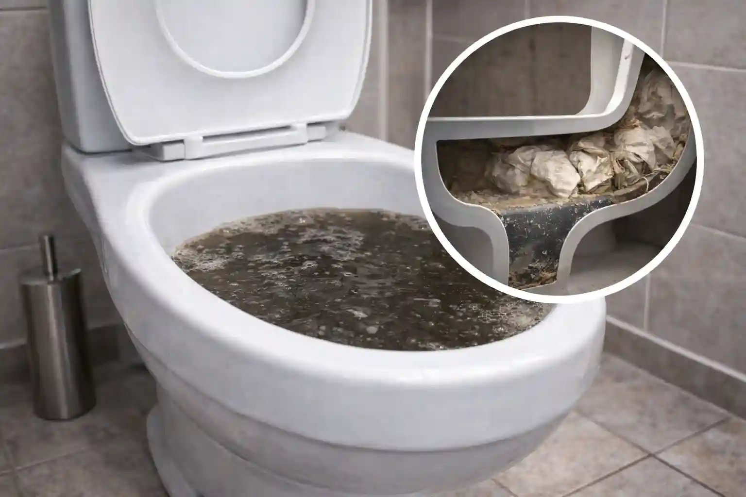 Засор унитаза: вода поднимается, причина — пробка из туалетной бумаги